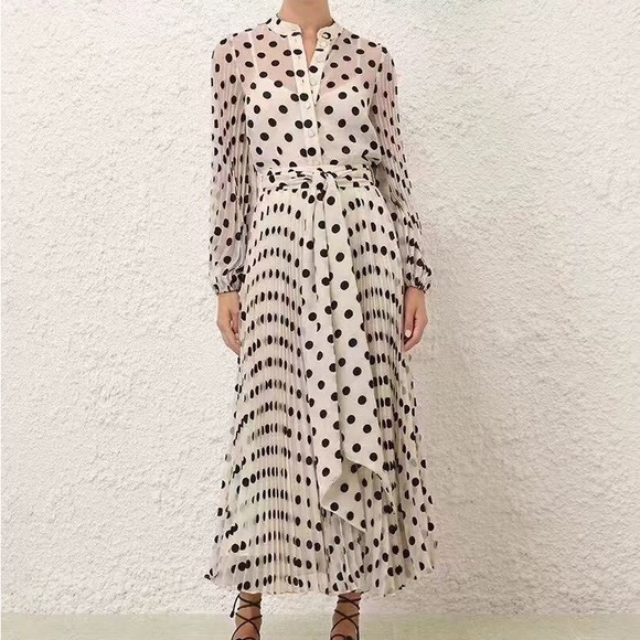 Zimmermann Dresses & Skirts - Zimmermann Black and White Polka Dot Long Sleeve Dress